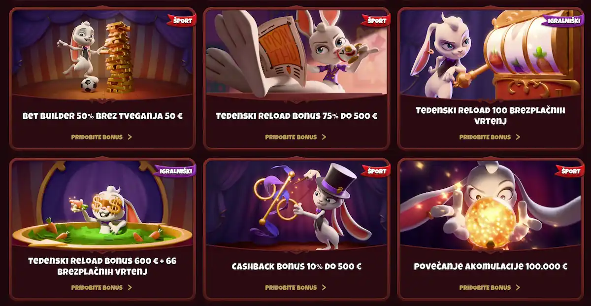 Tedenske promocije in reload bonusi v Magius Casino