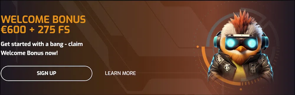 Hugo Casino bonus dobrodošlice 600 € in 275 brezplačnih vrtljajev