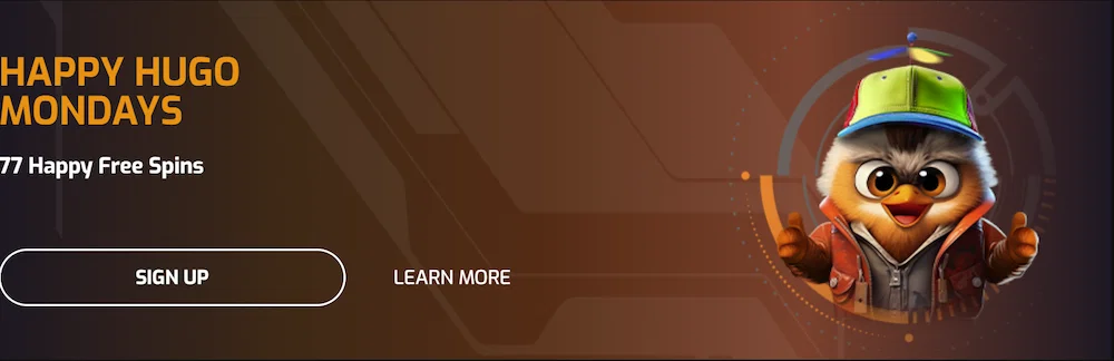 Hugo Casino ponedeljek bonus s 77 brezplačnimi vrtljaji