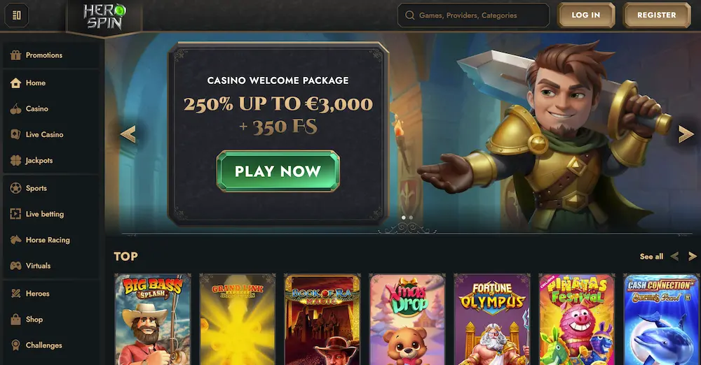 HeroSpin Casino main website screen
