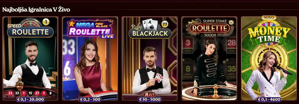 Live casino igre z delivci pri Casoola
