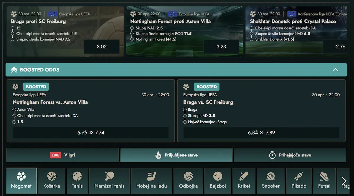 Dolly Casino sportne stave Slovenija kvote nogomet tenis kosarka live stave online stavnica