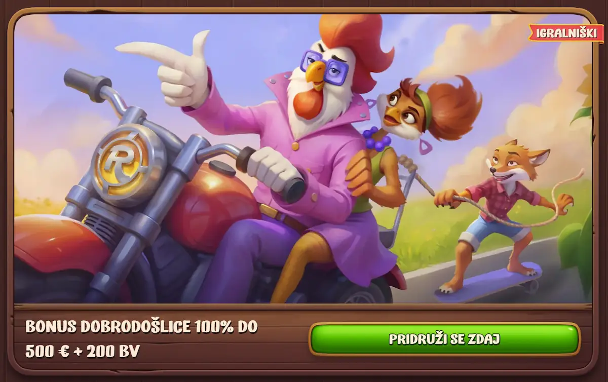 Roostino Casino bonus dobrodoslice 100 odstotkov do 500 eur 200 brezplacnih vrtljajev Slovenija kazino