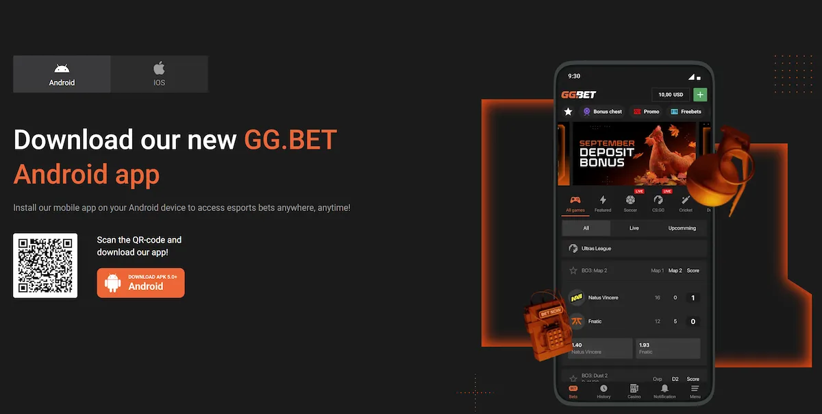 GG.BET Android aplikacija za športne stave in mobilno igranje