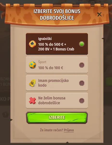Promocija dobrodošlice Stone Vegas Casino z bonusom 100 % do 500 € 200 bonus vrtljaji in Bonus Crab nagrado
