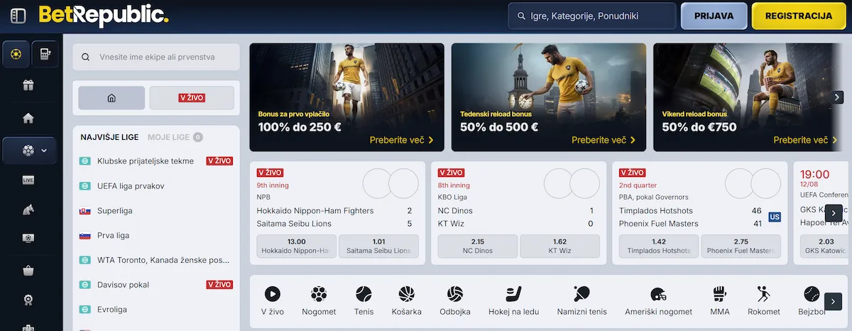 Športno stavljenje na BetRepublic